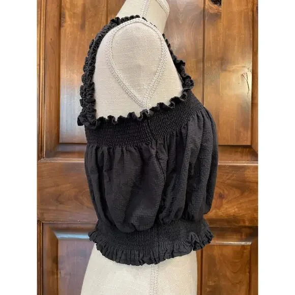 Free Assembly Tank Top Women's Size Small Black Smocked Summer - Picture 5 of 6